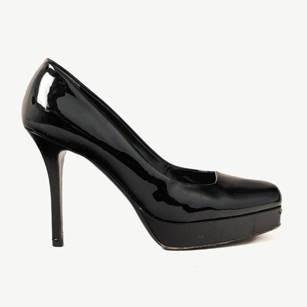 Gucci Nero Vernice Crystal Square-Toe Platform Pumps